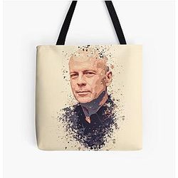Bruce Willis splatter paint tote bag