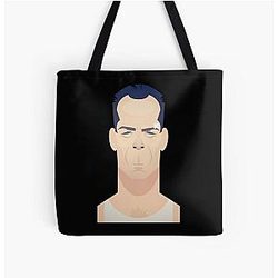 Funny Bruce Willis Caricature Tote Bag