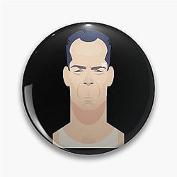 Funny Caricature of Bruce Willis Pin