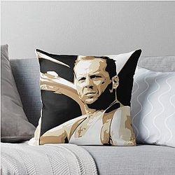 Bruce Willis Vector Illustration Throw Pillow