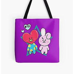 BT21 Bags - Bt21 Tata and Cooky All Over Print Tote Bag RB2103