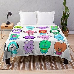 BT21 Blanket - Colourful BT21 Character Pattern Style Throw Blanket RB2103
