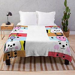BT21 Blanket - BT21 Character Faces Throw Blanket RB2103