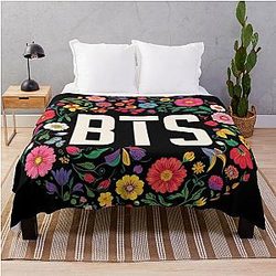 BTS Floral Logo Throw Blanket