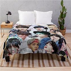 Suga BTS Collage Throw Blanket