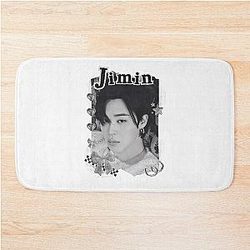 BTS Jimin Kpop Boy Group Black White Collage Design Bath Mat