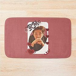 BTS RM K-pop Boy Group Card Red Aesthetic Collage Design Bath Mat