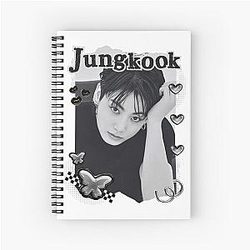 BTS Jungkook Kpop Boy Group Black Spiral Notebook Collage Design