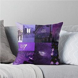 BTS OT7 Purple Aesthetic Throw Pillow
