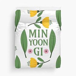 Min Yoongi Suga Greenery Floral BTS Army Duvet Cover