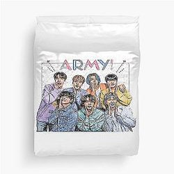 BTS Members are Jin, Suga, J-Hope, RM, Jimin, V, and Jungkook Say Hello to ARMY Duvet Cover