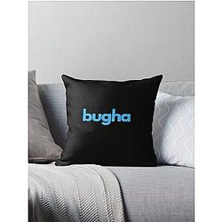 Bugha Throw Pillow with blue and cold colors