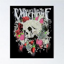 Bullet for My Valentine Skull과 장미 선물 남자 포스터