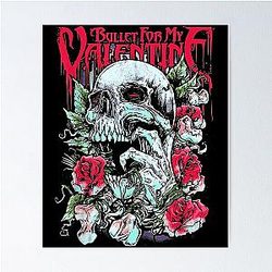 Rosas crânio bala para o meu Valentine Poster