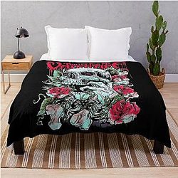 Roses Skull Bullet For My Valentine Throw Blanket