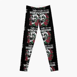 Bala para o meu Valentim - crânio e rosas Leggings
