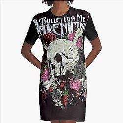 Bullet for My Valentine Crânio e rosas Graphic T-shirt vestido