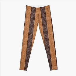 Abstract Civilization Pattern with Straight Lines Brown and Black  Leggings