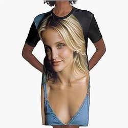 Cameron Diaz Star Graphic T-Shirt Dress