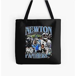 Cam Newton Vintage Bootleg Yellow Family Studio 49 All Over Print Tote Bag