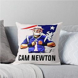 Cam Newton Welcome to Patriots Throw Pillow