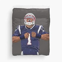 Cam Newton New England Patriots Jersey Tully Visuals Duvet Cover