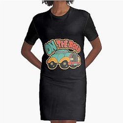 On the Road (again) - Canned Heat, traveler, Classic Cars Graphic T-Shirt Dress