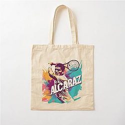 Dynamic Tennis Star Carlos Alcaraz Cotton Tote Bag