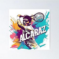 Dynamic Tennis Star Alcaraz Art Poster