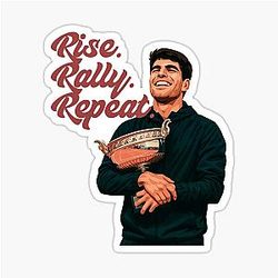 Alcaraz - Rise. Repeat. - Motivational Tennis T-Shirt Sticker