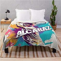Dynamic Tennis Star Alcaraz Art Throw Blanket