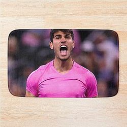 Carlos Alcaraz on the field Bath Mat