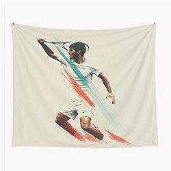 Intense Alcaraz Tennis Art Tapestry