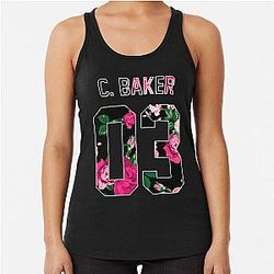 Cash Baker Colorful Flowers Racerback Tank Top