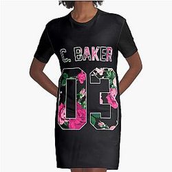 Cash Baker - Colorful Flowers Graphic T-shirt Dress