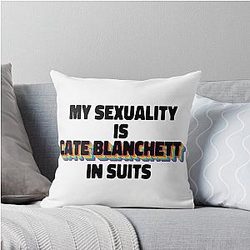 My Sexuality Is Cate Blanchett In Suits Rainbow Throw Pillow