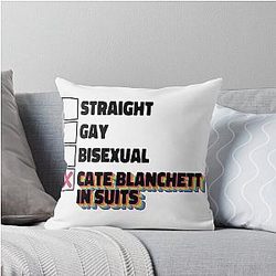 Cate Blanchett in Suits Rainbow Throw Pillow