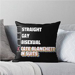 Cate Blanchett In Suits Rainbow Throw Pillow