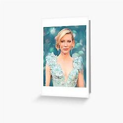 Cate Blanchett Aqua Mixed Media Greeting Card