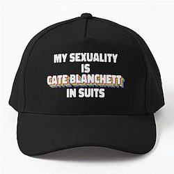 My sexuality is Cate Blanchett in suits rainbow baseball cap.