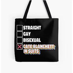 Cate Blanchett In Suits Rainbow Print Tote Bag