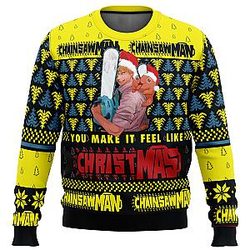 Chainsaw Man You Make It Fell Like Christmas Ugly Christmas Sweater