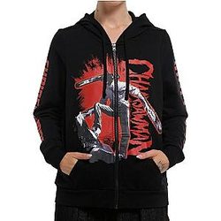 Jumbo Print Girls Chainsaw Man Zipper Hoodies