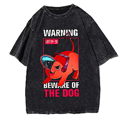 Red Demon Street Style PTTT2404 Washed  Chainsaw Man T-Shirts