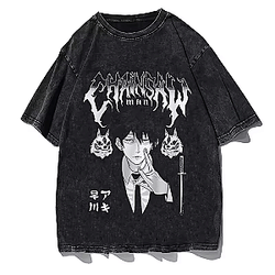 Vintage Dark Graphic PTTT2404 Washed  Chainsaw Man T-Shirts