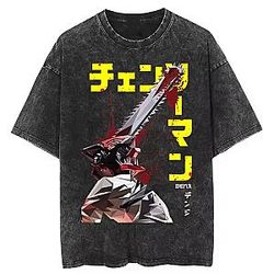 Denji Power PTTT1308 Washed  Chainsaw Man T-Shirts