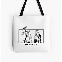 Chainsaw Man Bags - Chainsaw Man Denji and Power All Over Print Tote Bag RB0908 #555853