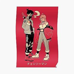 Chainsaw Man Posters - 90s style aki &amp; power Poster RB0908 #555579