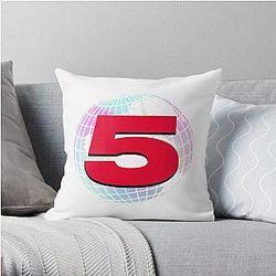 Channel 5 Pillows - Channel 5 Logo Bubblegum Throw Pillow RB2405