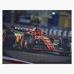 Charles Leclerc racing his 2024 F1 car in the dark abstract Jigsaw Puzzle